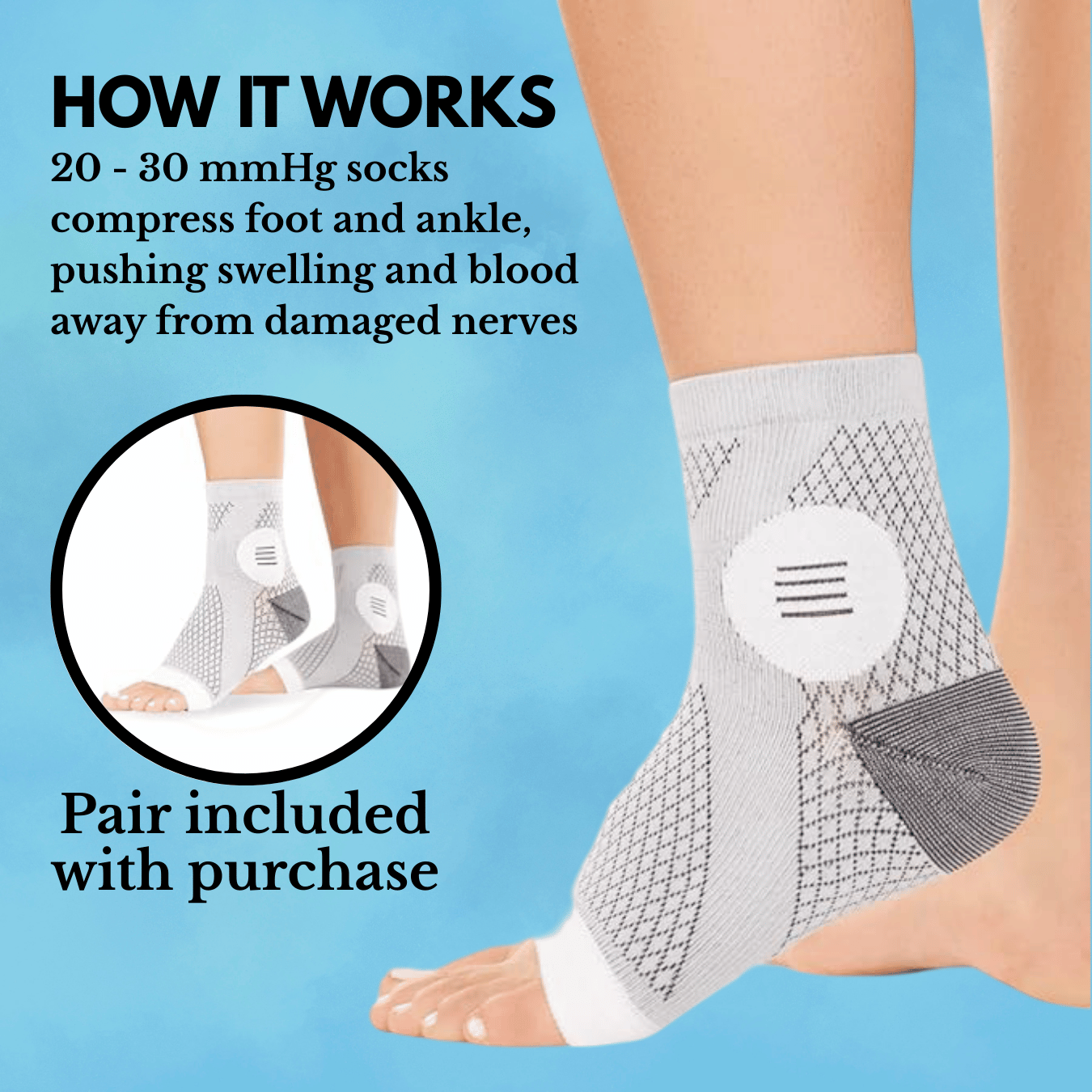 TheraHeel™  - Neuropathy Compression Socks for Foot Pain and Swelling Relief. (Buy 1 Get 1 Free)